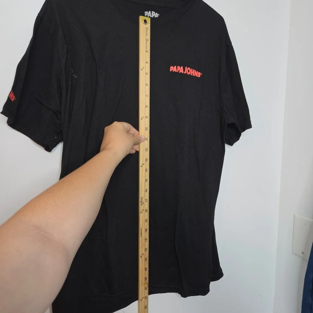Papa Johns Mens XL Black Hungry For Better Graphic Logo T-Shirt Short Sleeve
